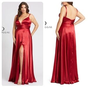 NWT NEW MAC DUGGAL Red Satin Formal Dress Size 18W 49044F
